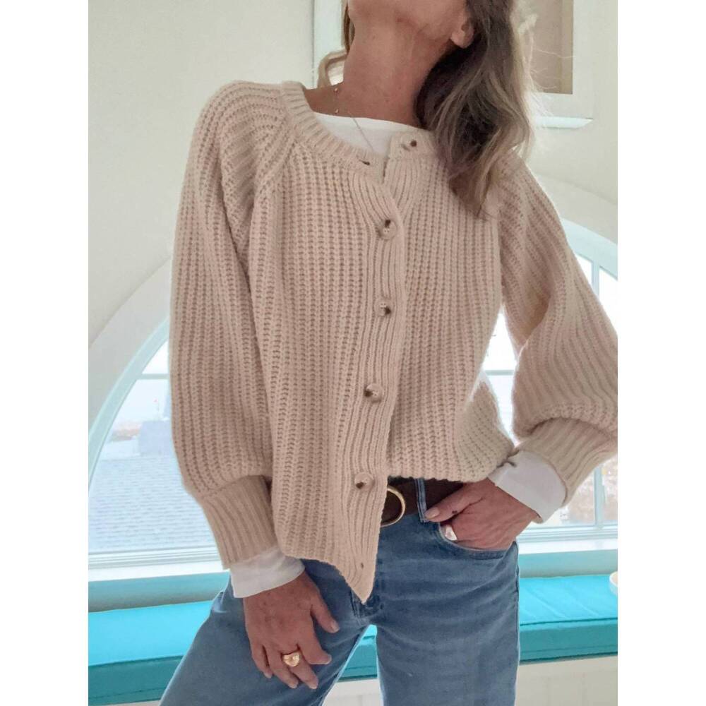 NEW PINK PINEAPPLE fisherman crew cardigan in natural